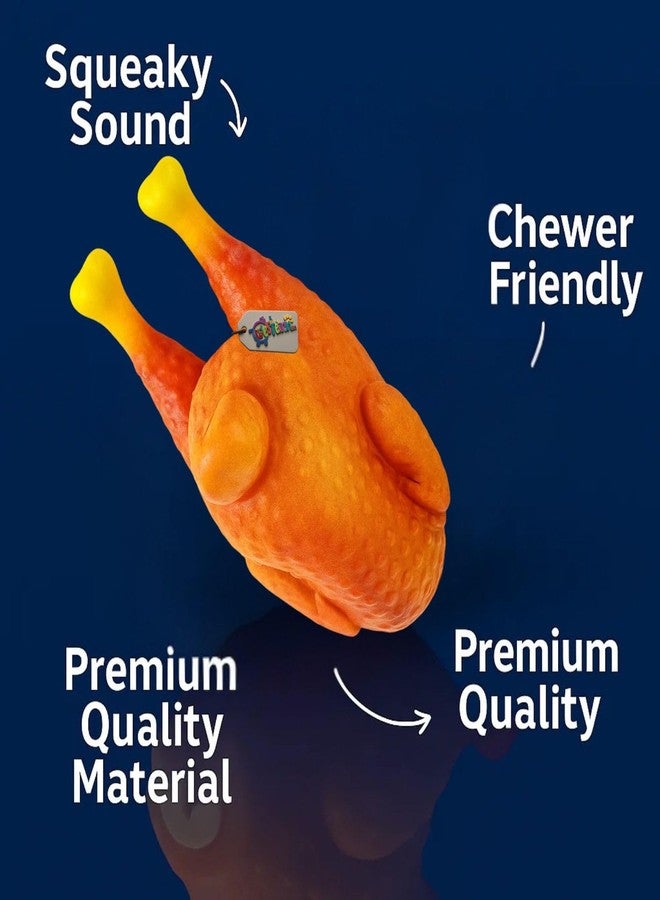 Western Era Turkey Chicken Squeaky Toy for Dogs | Funny Drumstick Shape | Soft Rubber Chew Toy for All Pets | Built-in Squeaker for Interactive Playtime | Ideal for Teeth Cleaning, Fetch & Tug Games - Image 4